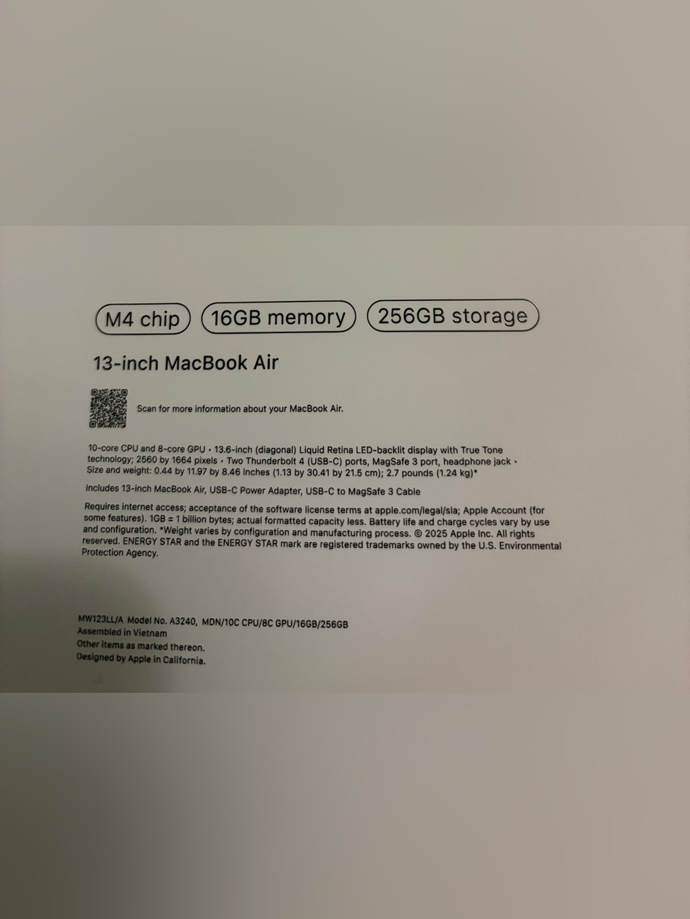 2025 Apple MacBook Air 13" M4 10C GPU 4.5GHz 16GB RAM 256GB SSD MW123LL/A Black - Picture 11 of 13